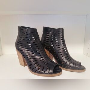 Black Peep-Toe Ankle Boots